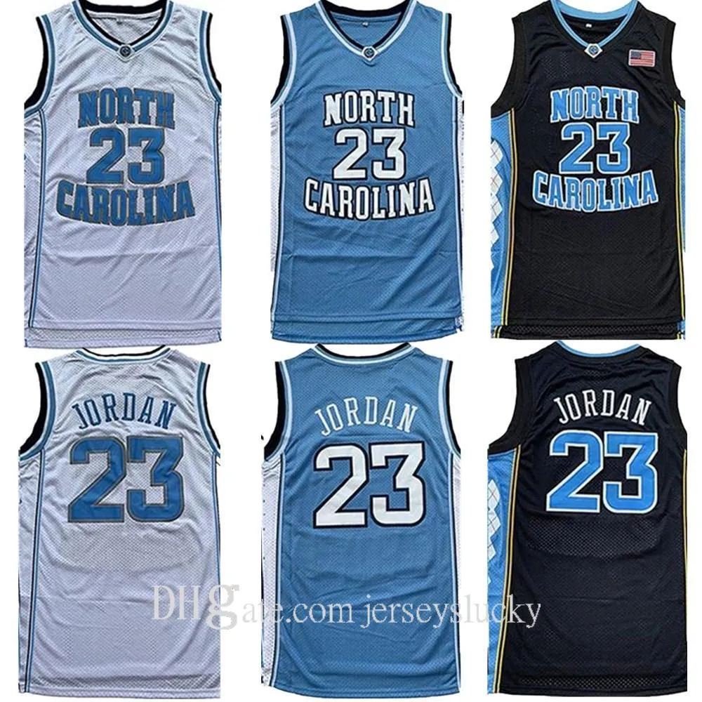 2021 최고 품질 남성 NCAA 노스 캐롤라이나 타르 힐 23 마이클 저지 UNC 대학 농구 유니폼 블랙 화이트 블루 셔츠 크기 S-2XL