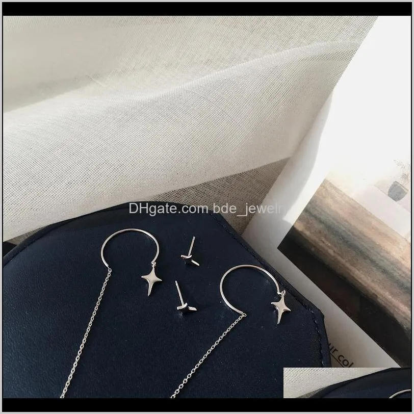 Stud Jewelry925 Sterling Sier Female Asymmetric Temperament Long Ins Korea Online Celebrity High Sense French Star Earrings Drop Delivery 202