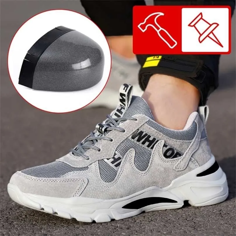 Work Safety Shoes Men Steel Toe Cap Puncture-Proof Anti-smash Women Boots Sport Warm Indestructible Wear Lightweight Flexibility 211217