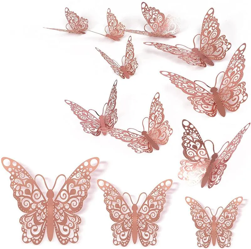 Butterfly Decals Wall Stickers 3D Refrigerator Decor 3 Sizes for Party Bedroom Wedding Living Room Cake Decorating