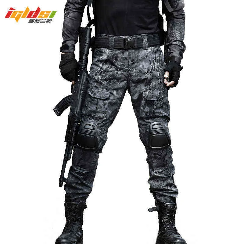 Pantaloni tattici militari Uomini Tuta mimetica Pantaloni cargo SWAT Army Airsoft Abbigliamento Hunter Campo da lavoro Pantaloni da combattimento 28-40 H1223