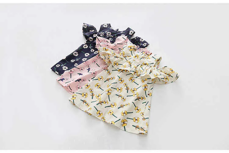  Summer 2-12T Children Cotton Flower Floral Print Wrap Off Shoulder Little Sexy Girl Strapless Dresses For Girls 12 Years (10)