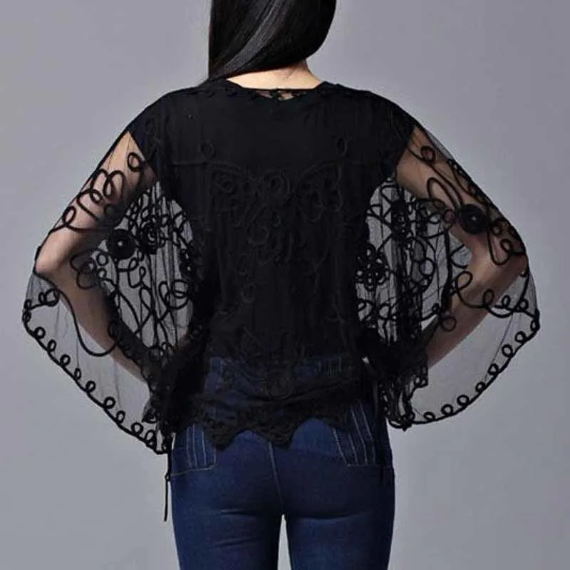 Plus Size Summer Blouse With Batwing Sleeves, Hollow Lace Shirt And  Cardigan Loose Fit Linen Clothing For Women Style 803J 210518 From Mu03,  $12.84