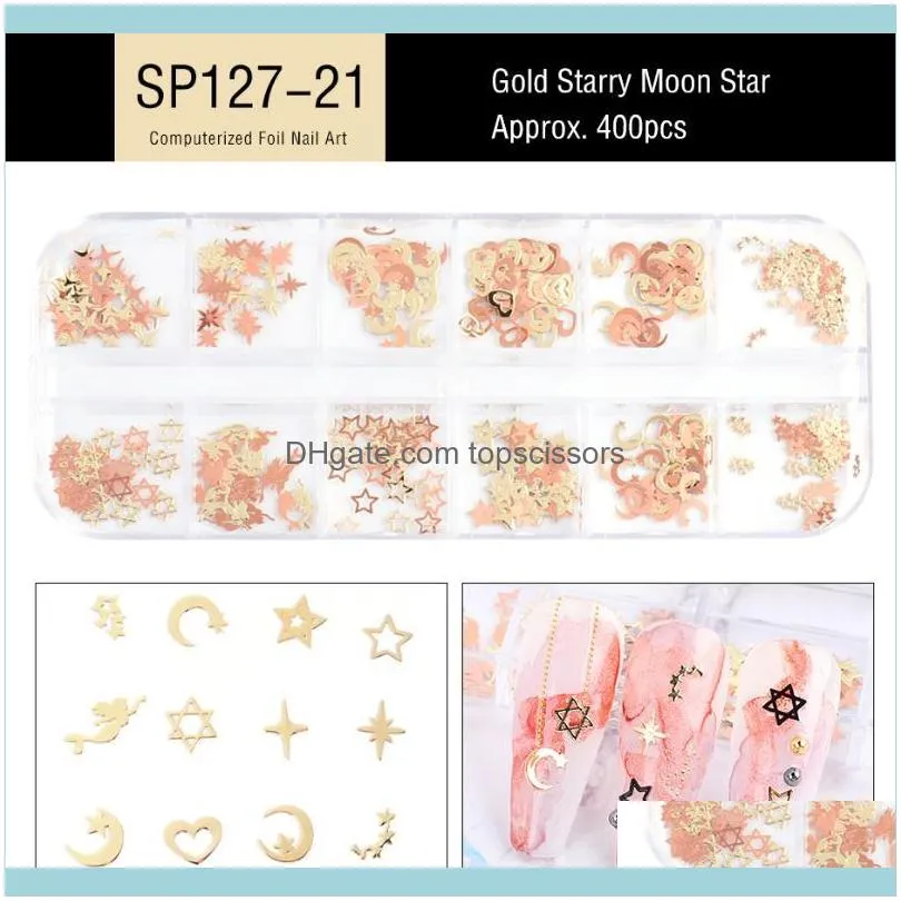 Nail Art Decorations Rose Gold Hollow Metal Sequins Slice Star Butterflies Jewelry Rhinestone Decoration DIY Charms For Manicure