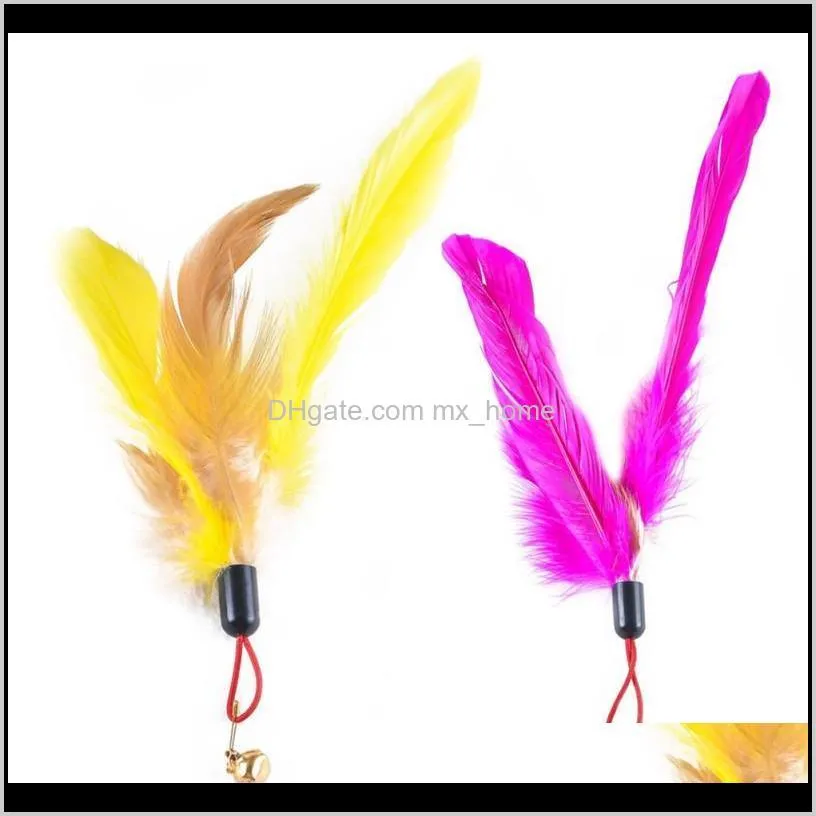 5pcs cat teaser replacement feathers with bell for interactive kitten toy wand refills