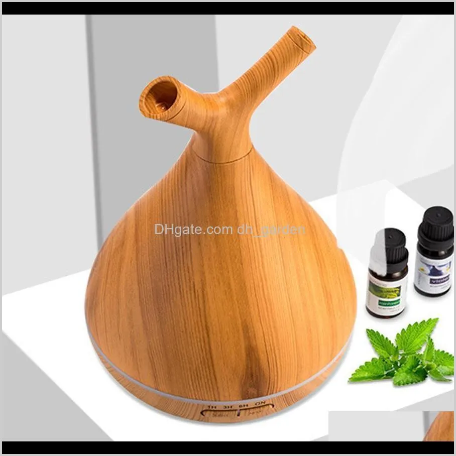 400ml electric aroma air diffuser wood grain ultrasonic led humidifier  oil aroma branch shaped  oil diffusers dh1196