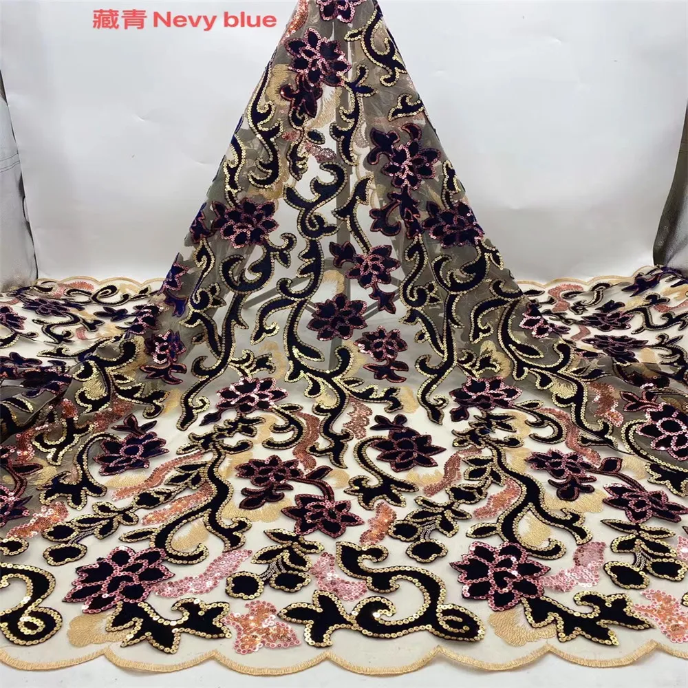 Sequins роскошный лазерный режущий стекальный бархатный африканский кружевной ткань 5 ярдов 2021 высокое качество блестки вышивка нигерий