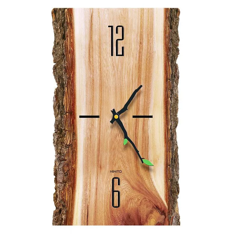 Wall Clocks Nordic Wooden Clock Cafe Office Home Kitchen Decor Silent Design Art Large Gift Wallclock WY527