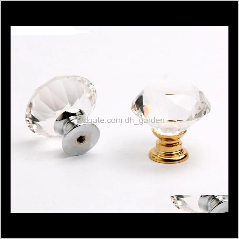 20-30mm diamond shape design crystal glass knobs cupboard drawer pull kitchen cabinet door wardrobe handles hardware sn1887