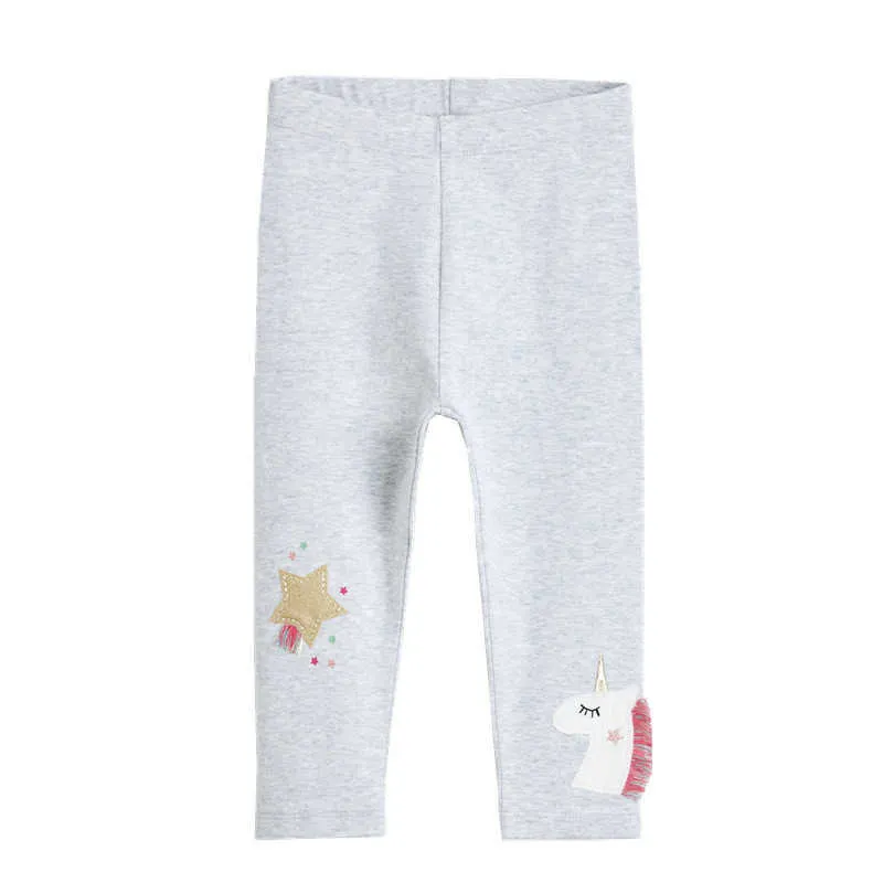 Springende meter Unicorns Applique Girls Leggings Full Length Leuke Broek voor Herfst Lente Babykleding Selling 210529