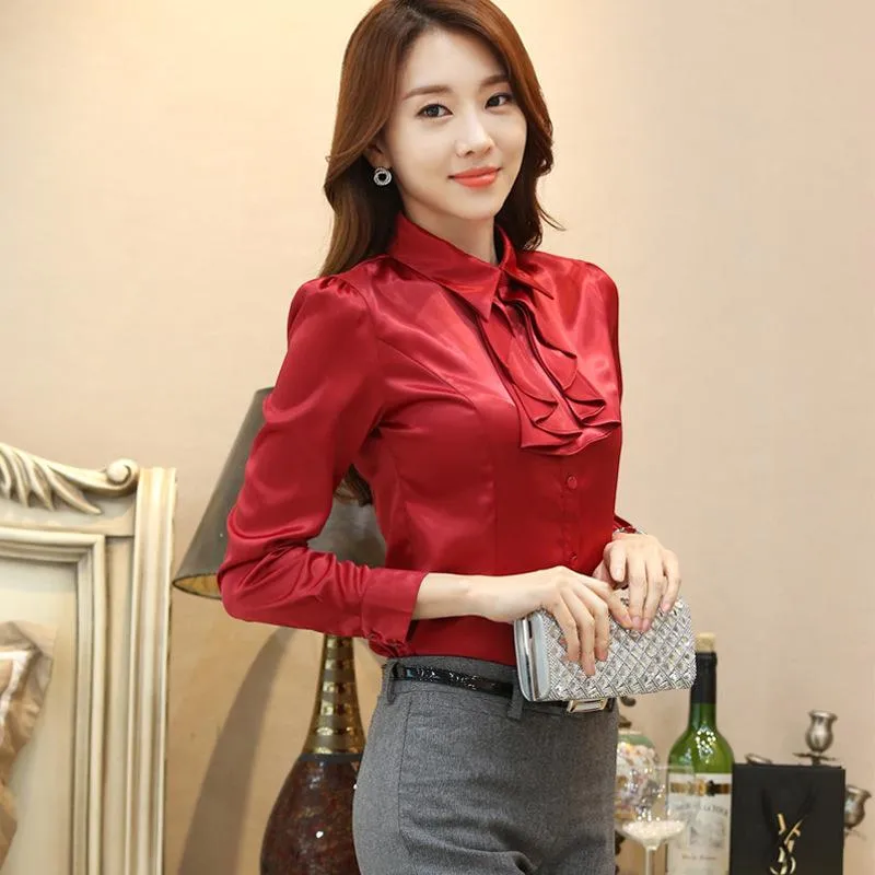 Red Red Bow Tie Amazon Long Sleeve Office Blouse For Women Plus Size 2021  Autumn/Spring Clothing From Weiyiy, $16.17 | DHgate.Com