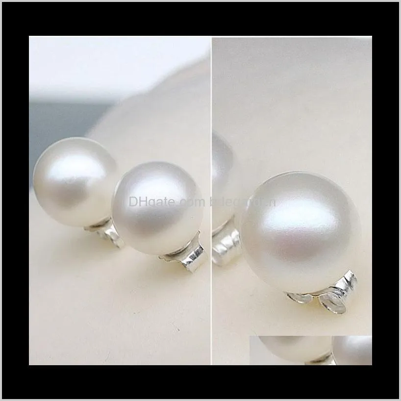 new jewelry 6mm/8mm/10mm pearl earrings stud 925 sterling silver earrings for wedding party beige color shipping