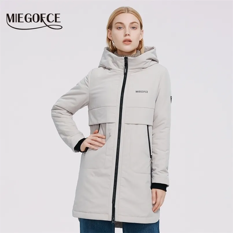 MiEGofce mulheres jaqueta acolchoado casaco senhoras casacos à prova de vento para grande parka knee comprimento impermeável material fosco 210916