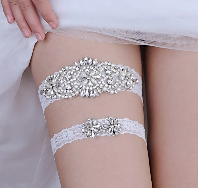 Sexy Girls Garter Lace Garters Bridal para mujeres Garters de novia de boda de diamantes de imitaci￳n