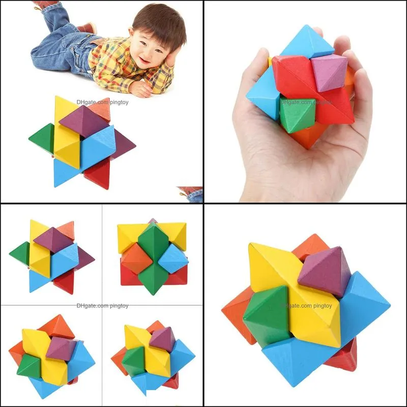 Colorful Octagon Luban Lock Block Toy, Fun Block Board Game, Brain Teaser Toy Gift, Wooden Educational Toy for Children