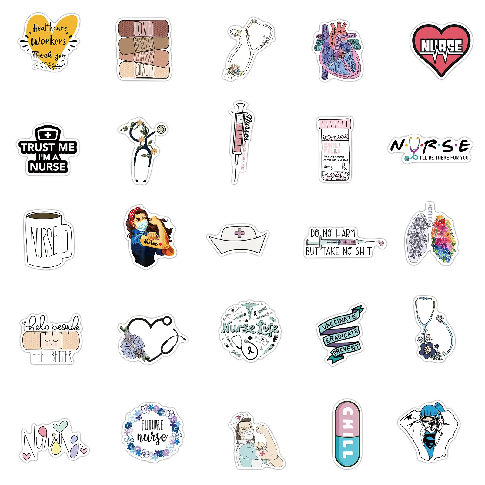 50 Nurse Day Cute Stickers For Journal For Luggage, Skateboard, Notebook,  Helmet, Water Bottle, Car Perfect Kids Gift From Autoparts2006, $2.21