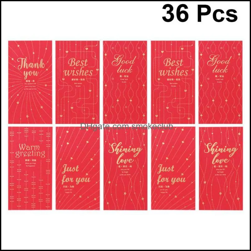 Gift Wrap 36Pcs Fashion Chinese Style Lucky Money Envelopes Retro Red Packets For Year Birthday Wedding(Red)