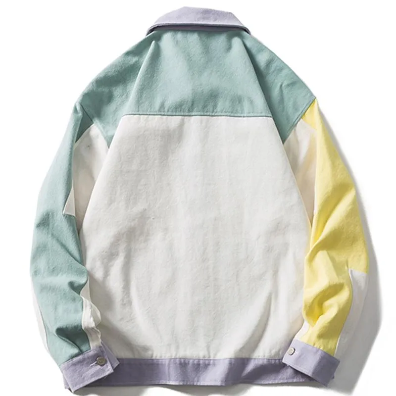 安心の国産製品 メンズジャケットlecible野球の男性ストリートウェア原宿ヒップホップヴィンテージカラーブロックパッチワークコートファッションカジュアル都市凌ウ 売り超安い Kyoderdesign Com