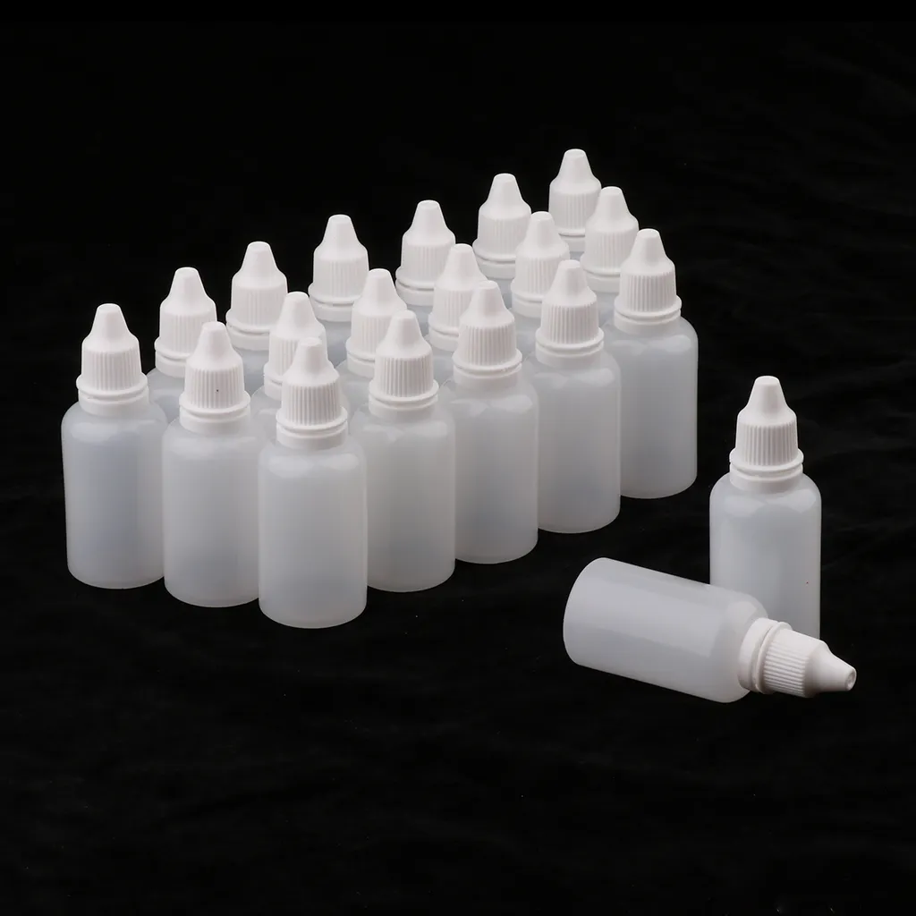 20Pcs 30ml Empty Plastic Dropper Bottles Container Vials, Suit for Solvents, Light oils, Paint, Essence, Eye Drops, Saline