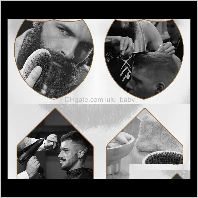 hot sale boar bristle beard brush & handmade beard comb kit for men mustache with cloth bag