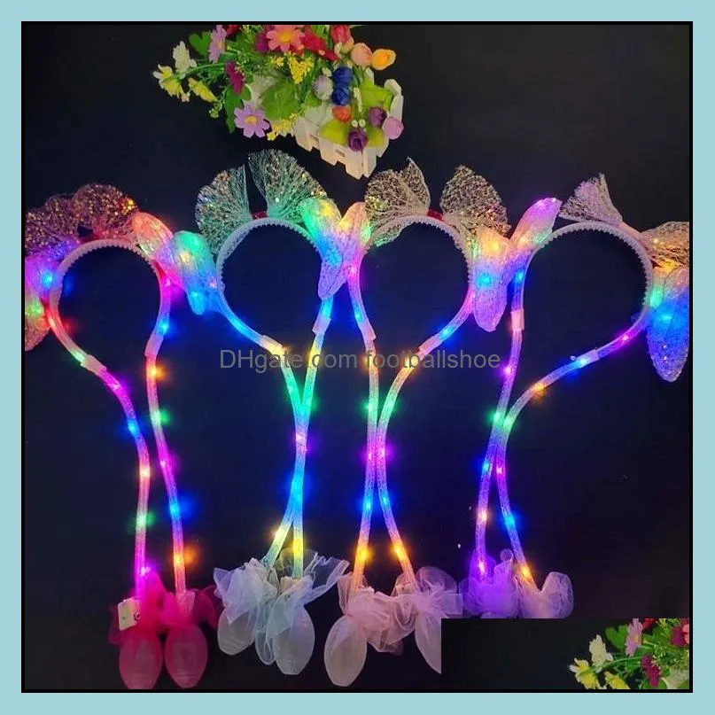 Christmas Sequin luminous Ear Moving Hat pinch will move the rabbit ear luminous hair hoop Hair AccessoriesT2I52796