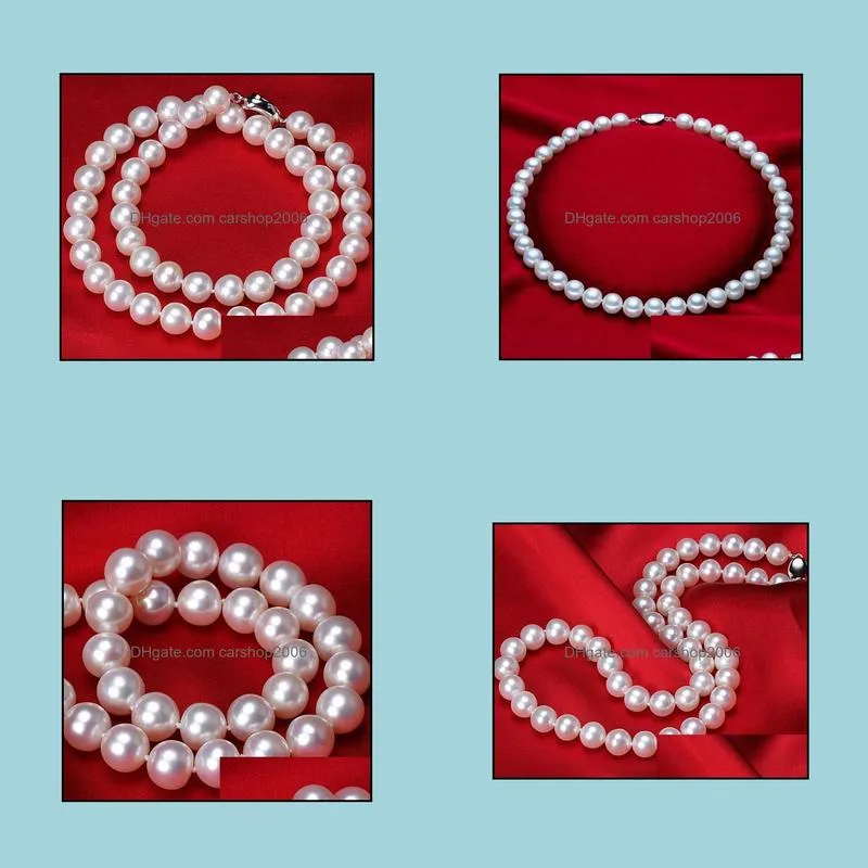 9-10mm White South Sea Natural Pearl Necklace 18 Inch S925 Silver Accessories 1564