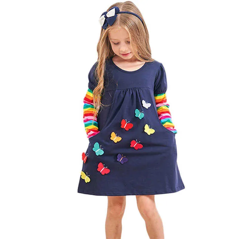 Nouvelles filles robes à manches longues bébé filles robes d'hiver enfants coton vêtements robes décontractées pour 2-8 ans enfants Q0716
