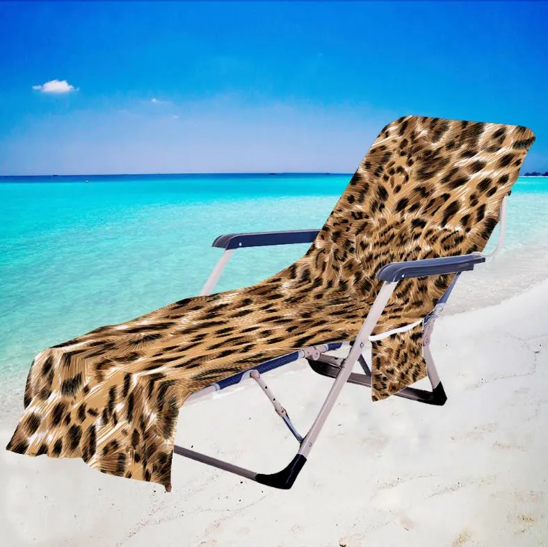 Beach Chair Cover Leopard Printed Recliner Set Microfiber Quick Drying Pool Towel Bath Towels With Bag 16 Designs Optional BT1136
