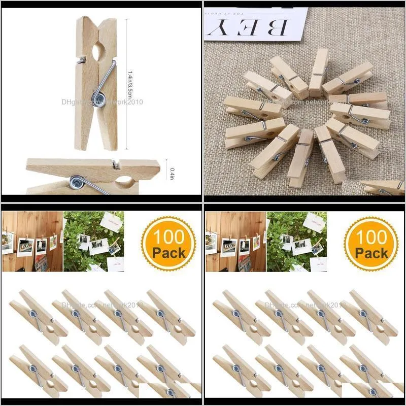 ROSENICE 100pcs Mini Natural Wooden Clothe Photo Paper Peg Clothespin Craft Clips 3.5cm