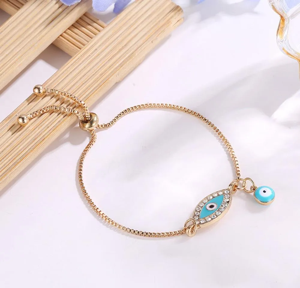 2020 turkish lucky blue crystal evil eye bracelets for women handmade gold chains lucky jewelry bracelet woman jewelry #2873631