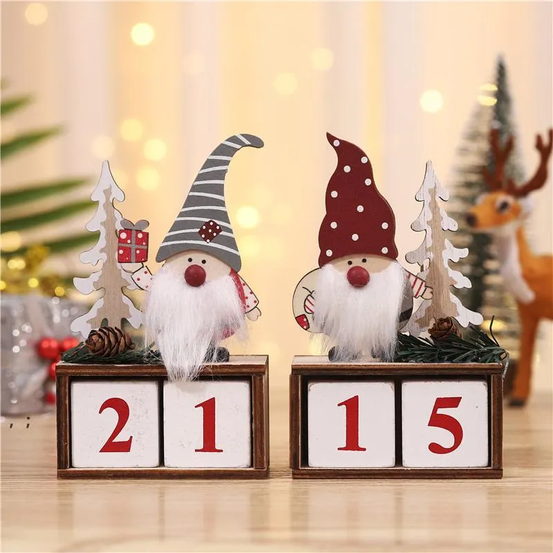クリスマスのデスクトップの装飾木製の森の高齢者カレンダーDIYクリスマスカウントダウンカレンダー装飾用品JJD11161