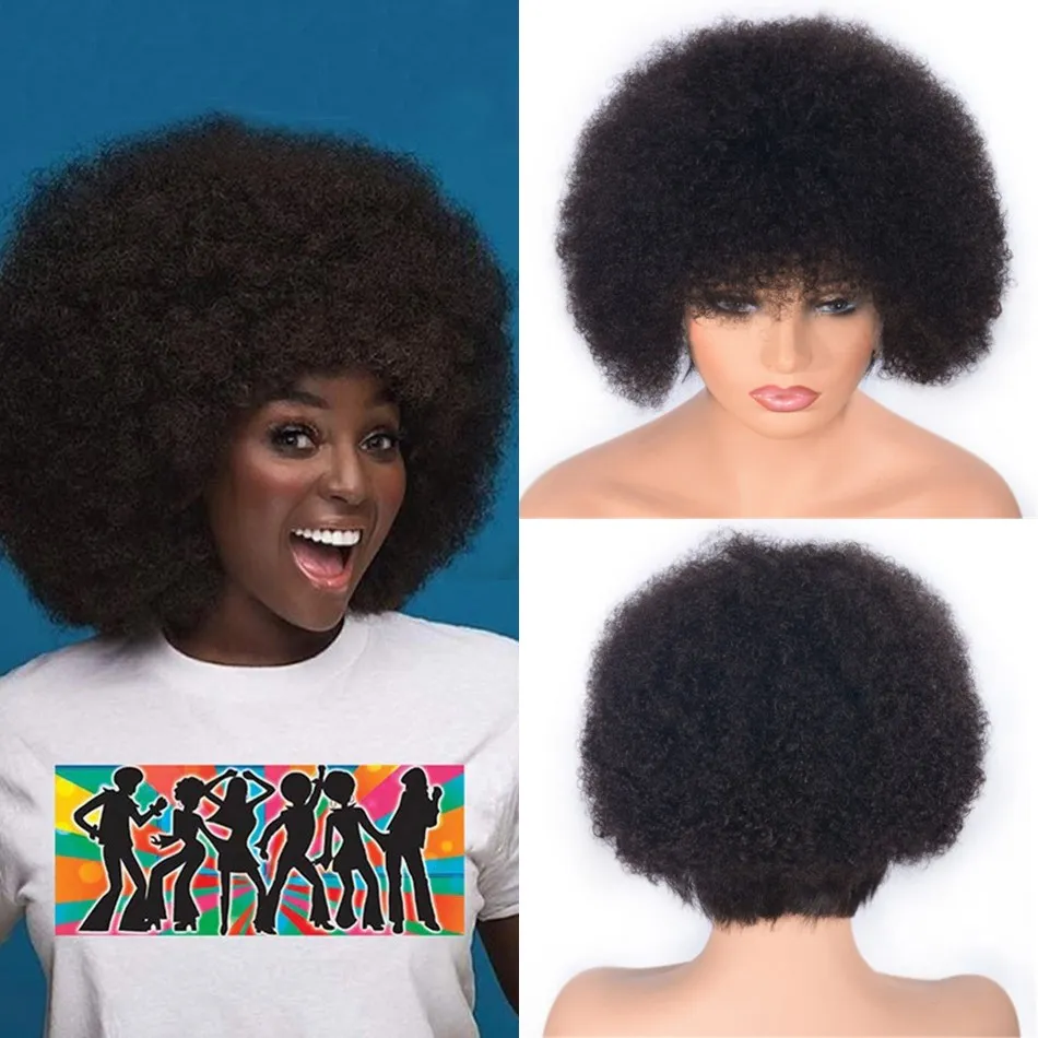 Braziliaanse pixie korte afro kinky krullende kant voorkant menselijk haarpruiken voor zwarte vrouwen natuurlijke kleur remy pruik voorgeplukt