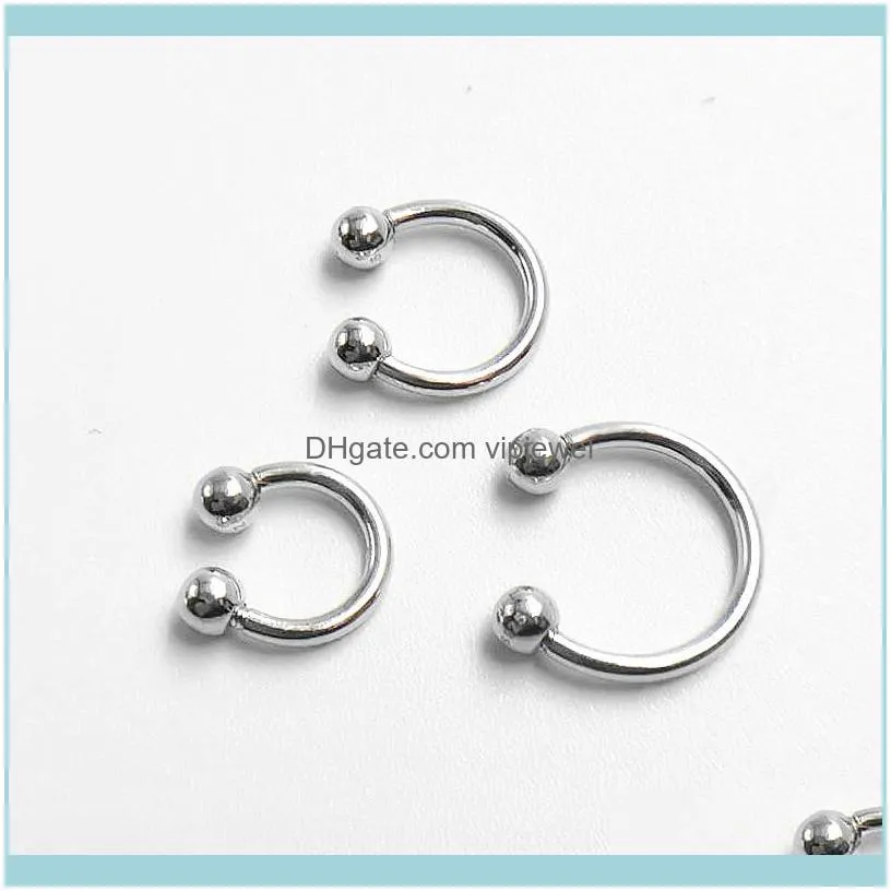 3PCS C Shape 925 Sterling Silver Nose Ring Hoop Septum Ring 6mm/8mm/10mm Silver Ear Rings Lip Helix Piercing Body Jewelry