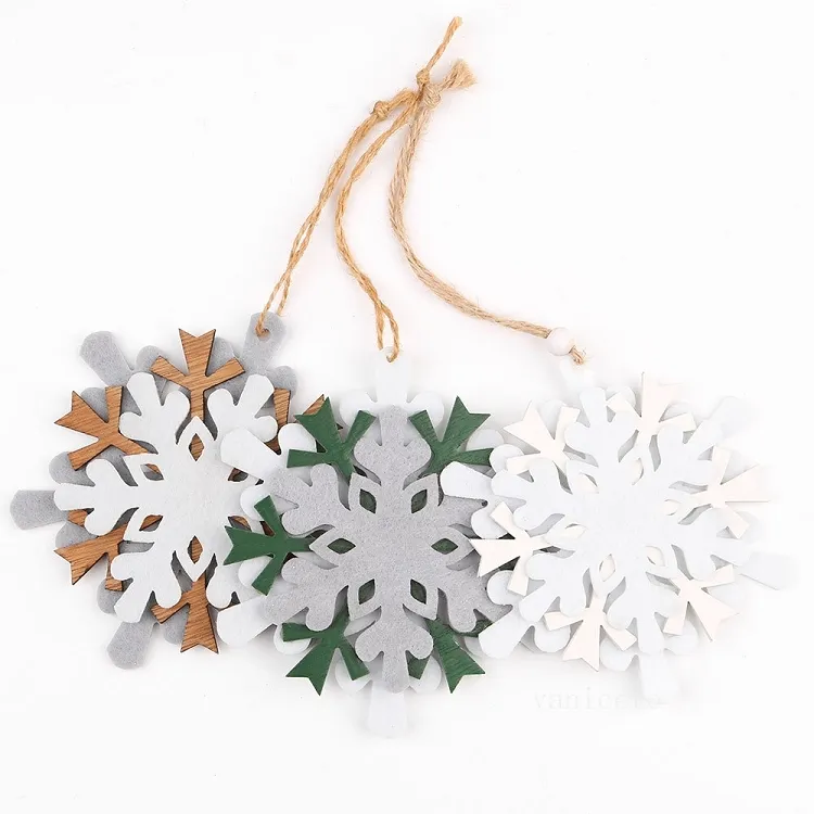 Kerst Ornament Vilt Sneeuwvlok Hanger DIY Decoratie Kerstboom Opknoping Hangers Ambachten T2I53085