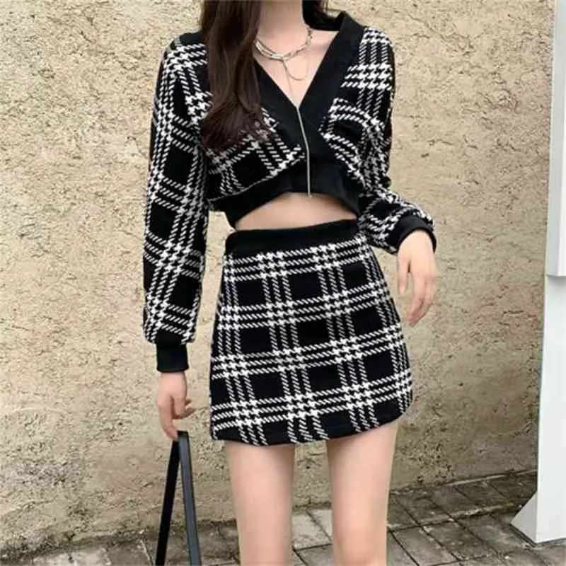 Plaid Skirt Set Black And White Tweed Skirt Outfit Save Big On