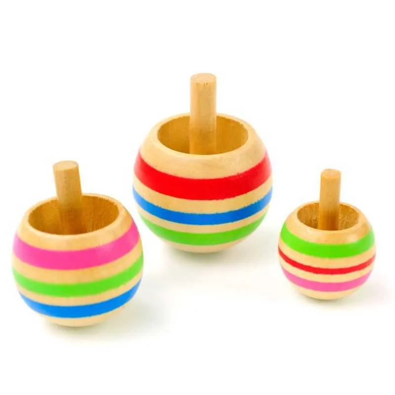 3pcs Wood Flip Over Top Tippie Top Spinning Top Magic Toy Kids Toys Boys Favor Gift Q0528