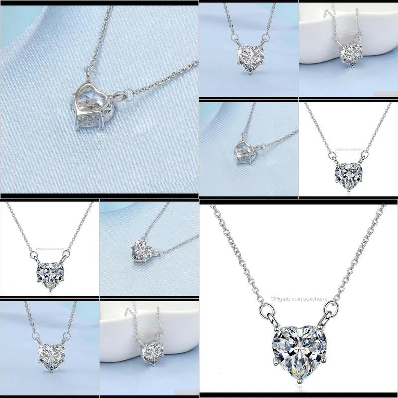 caibao fashion jewelry high carbon diamond simulation drill * 10 heart pendant morsang stone necklace clavicle chain