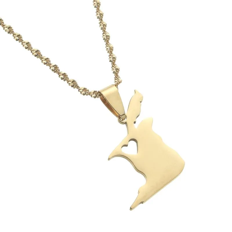 Chains Stainless Steel Gold Heart Shape Trinidad And Tobago Map Pendants Necklaces Women Patriotic Jewelry For Men Girl Gifts