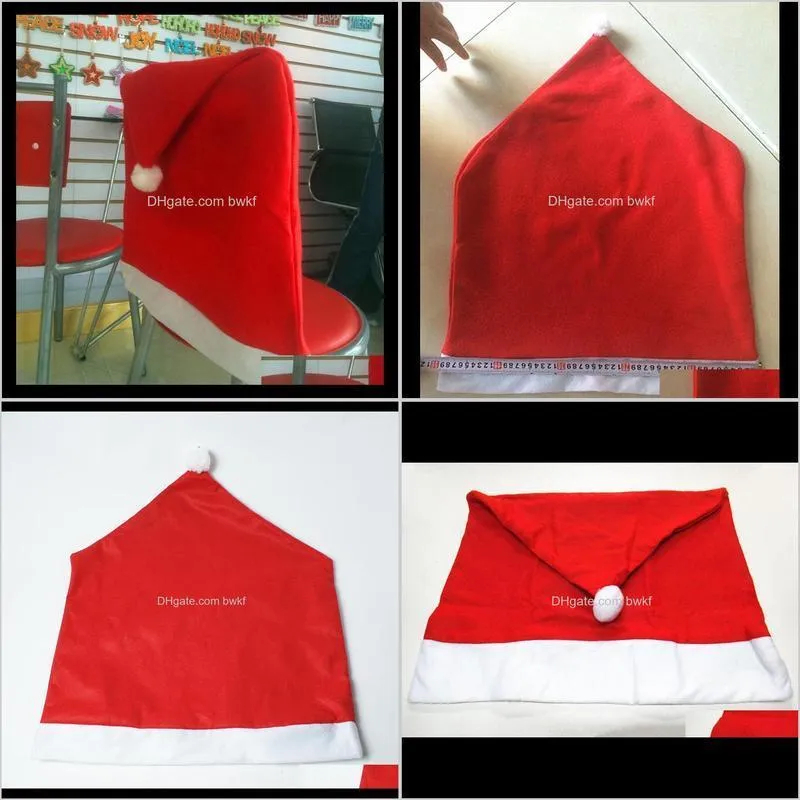 santa claus cap chair cover christmas dinner table party red hat chair back covers xmas decoration 2019 to8