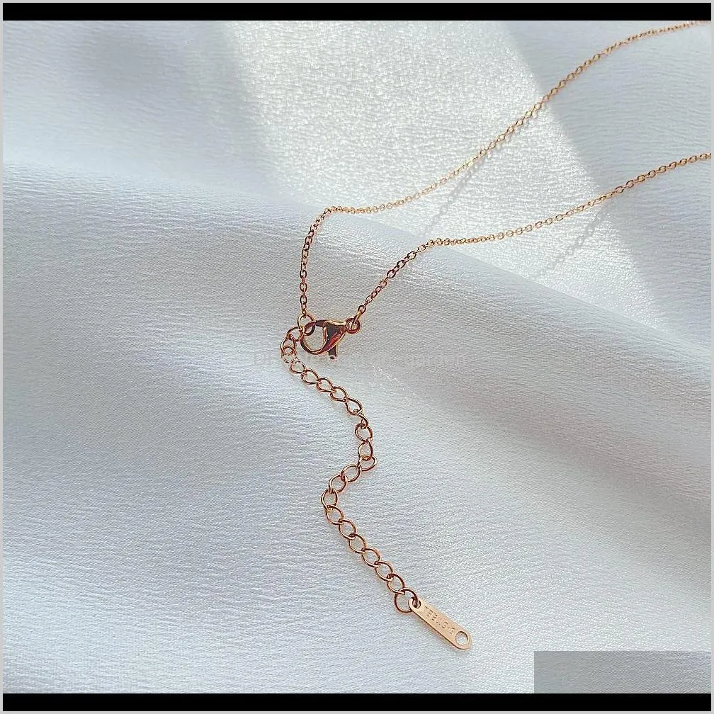 Cyue Fashion Creative Diamond Letter Necklace Simple And Versatile Love Light Luxury Titanium Steel Necklace For Women
