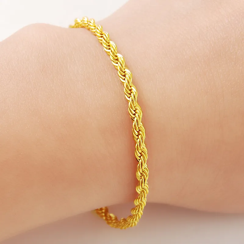 2mm Gold Rope Chain Bracelet | Classy Women Collection