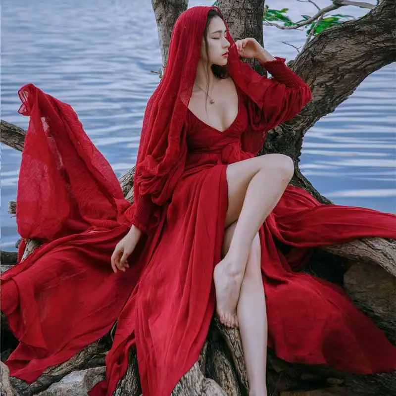 ジエレ　ブラックタイ　小紋 Long Dress Evening Elegant Womens V Neck Dress, Lantern