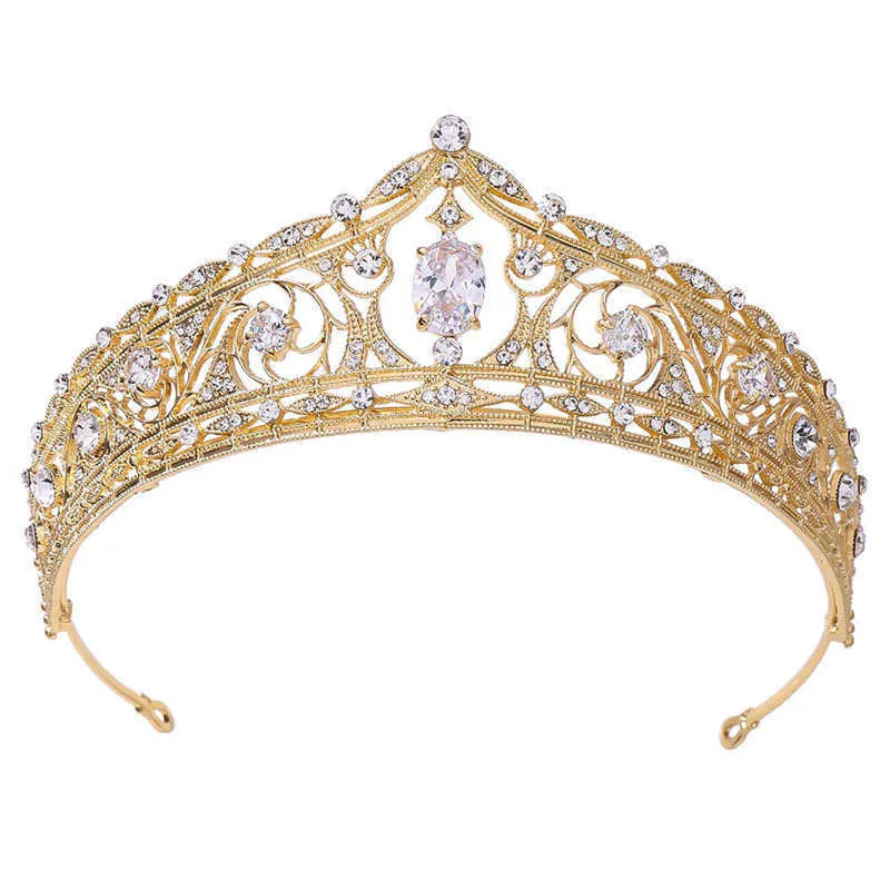 Królewska Królowa Cyrkon Bridal Head Jewelry Wedding Crown Party Urodziny Tiaras Princess Headdress Ozdoby Włosy Koranki Akcesoria X0625