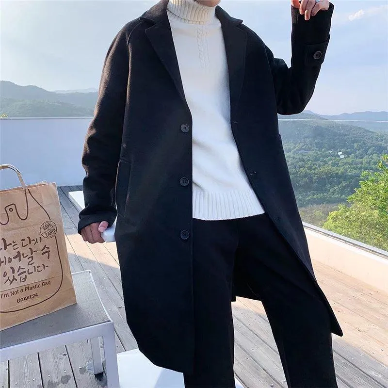 信頼 メンズトレンチコート韓国風冬のジャケット男性21暖かいウールロングコートメンズ特大の原宿オーバーコート男性日本のストリートウェアジャケット 特典なし Apparel Men S Clothing Ciamsasitio Velaio Com