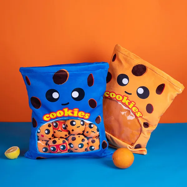 Plushies bagged pudding leksaker fyllda mini plysch dockor kudde en väska med kakor puffar bönor kawaii animation kudde tjejer gåva h0824