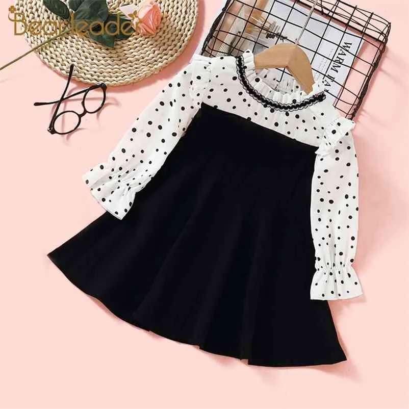 Baby meisjes mode jurken lente herfst kinderen polka dots kleding peuter patchwork outfits meisje casual vestidos 210429