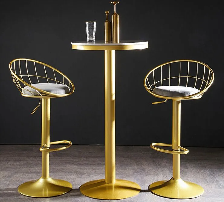 Meubbles De Bar Meble Nordic Chair Tabuurete Cocina Golden Checkout Counter High Stool Nowoczesne podnoszenie