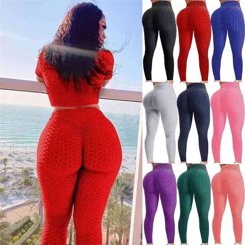 Push Up Leggings Femmes Butt Lifting Taille haute Sport Fitness Contrôle du ventre Extensible Entraînement Legging Booty S 210925