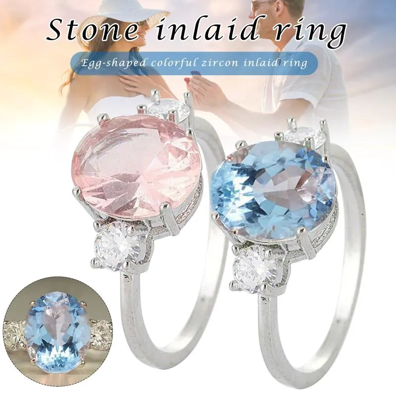 Doğa Morganite Pembe Mavi Taş Yüzüğü 925 STERLING Gümüş Kadın Düğün Takı CNT CNT 66 Yüzükler295Z