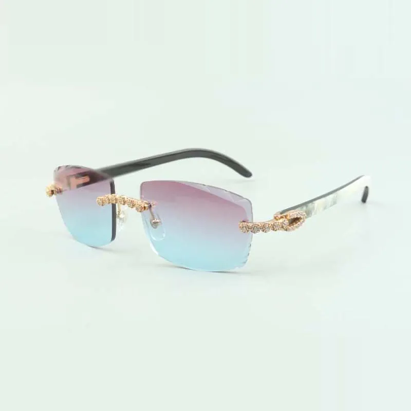 Bouquet Diamond Huffs نظارة شمسية 3524015 مع نظارات قرن الجاموس المختلطة الطبيعية والعدسة المقطوعة 3.0 سمك